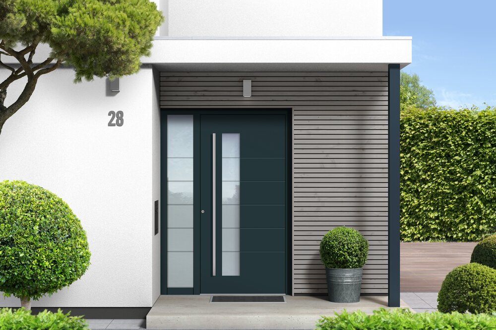 Aluminium Haustür mit Seitenteil
